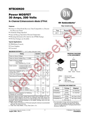 NTB30N20G datasheet  